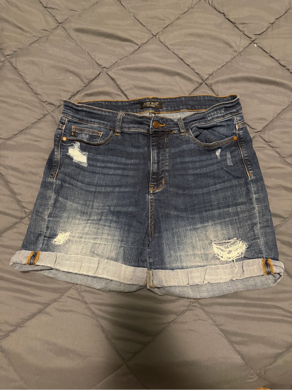 Judy Blue Distressed Rolled Hem Denim Shorts